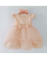 Brown color 3 layer ruffled soft organza party frock-20"